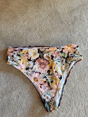 Shade & Shore Floral Bikini Bottom in Pink, Yellow & Brown